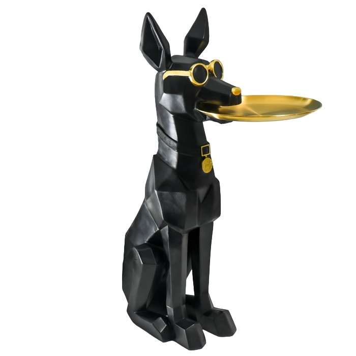 фото Сувенир полистоун подставка 3d "чёрный пёс в очках" d=26 см 77х26х20 см nobrand