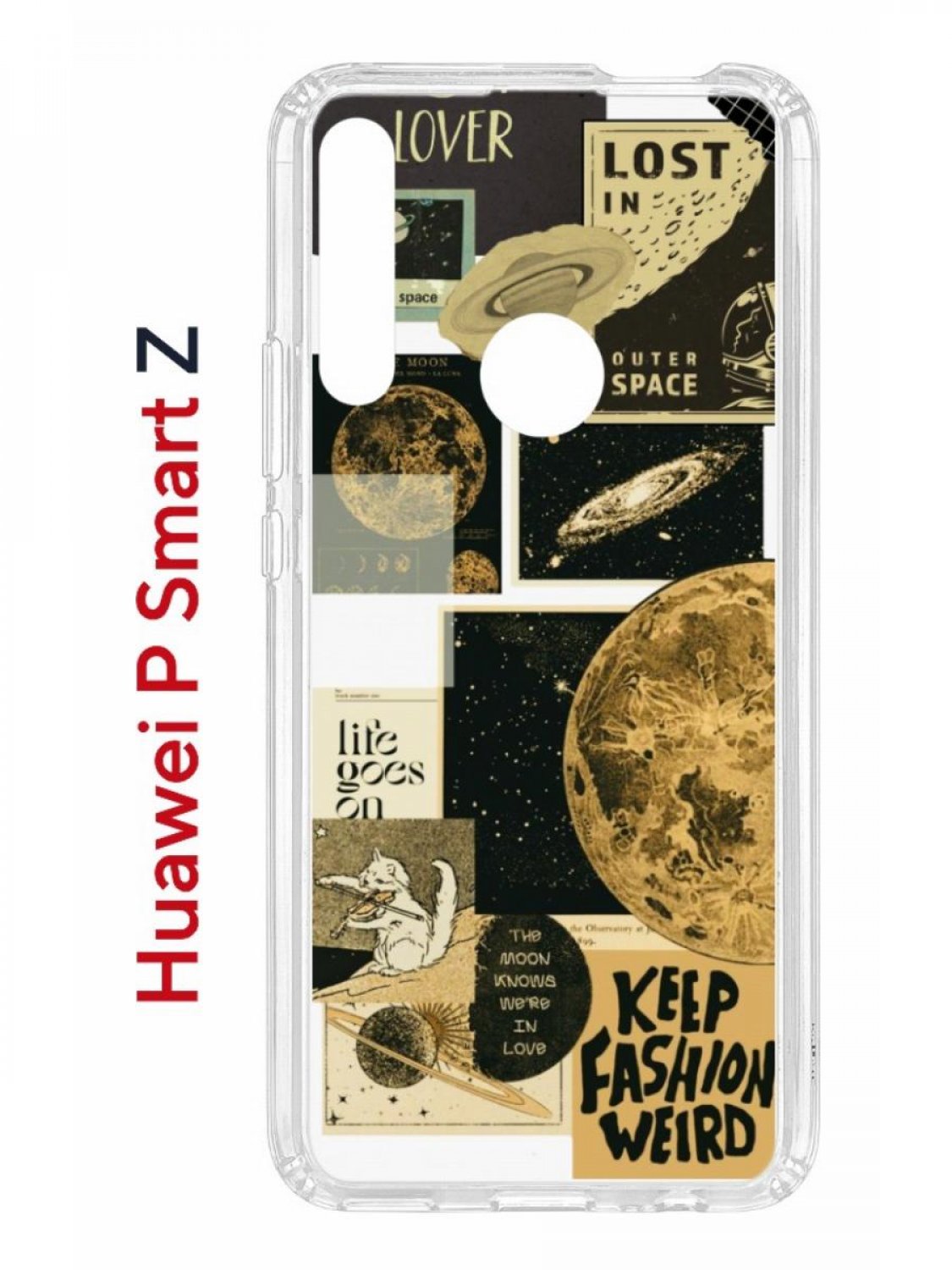 Чехол на Huawei P Smart Z с принтом Kruche Print Стикеры Космос, противоударный бампер