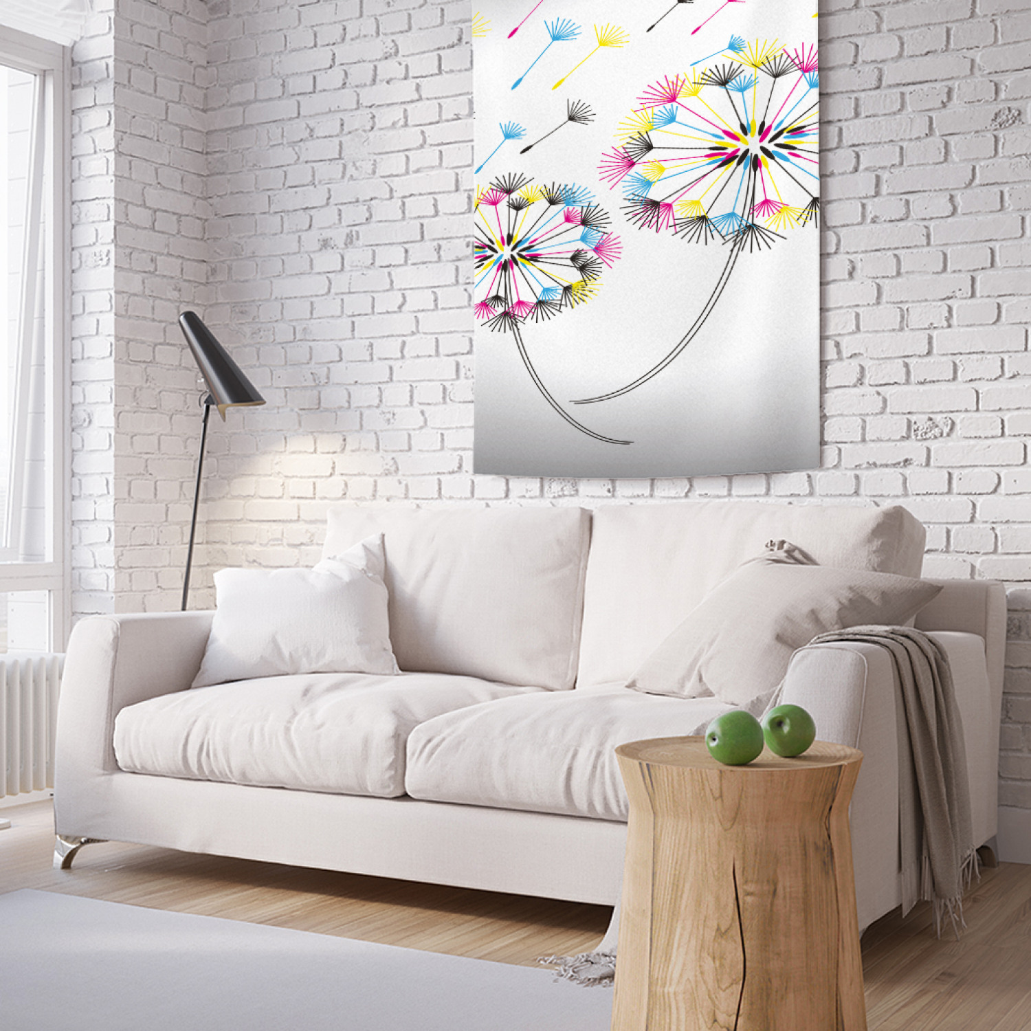 

Вертикальное фотопанно на стену JoyArty Цветные одуваны 100x150 см, Цветные одуваны