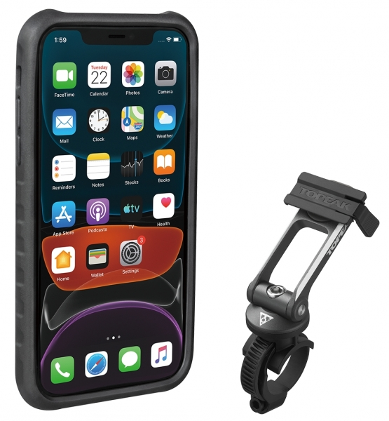 фото Topeak ridecase with ridecase mount works with iphone 11 black/gray чехол c креплением