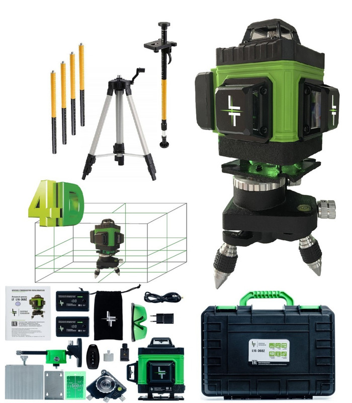 фото Лазерный уровень lt 4d 16 линий 2 li-ion акб+штанга 3.5м+тренога 1.5м