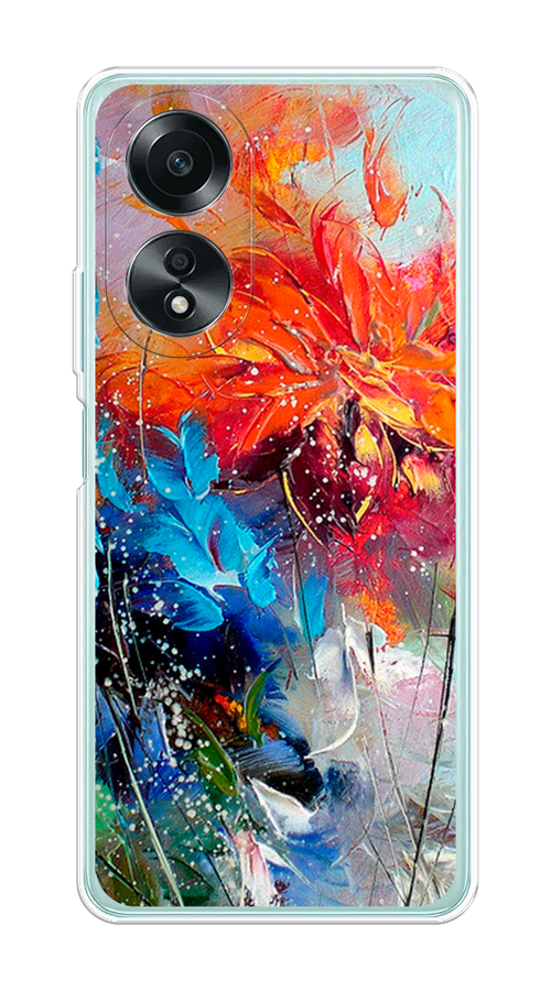 

Чехол на Oppo A58 4G "Абстрактные цветы", Оранжевый;синий, 2514950-1