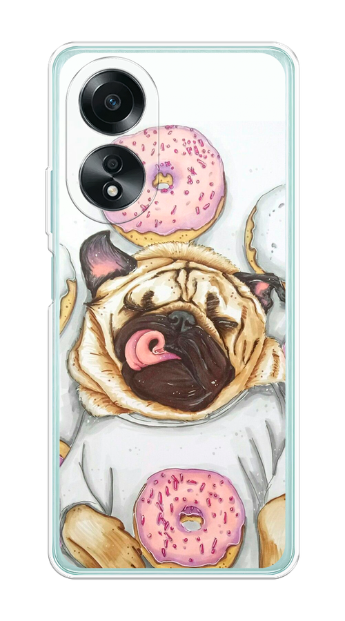 

Чехол на Oppo A58 4G "Счастливый мопс", Розовый;бежевый;коричневый, 2514950-1