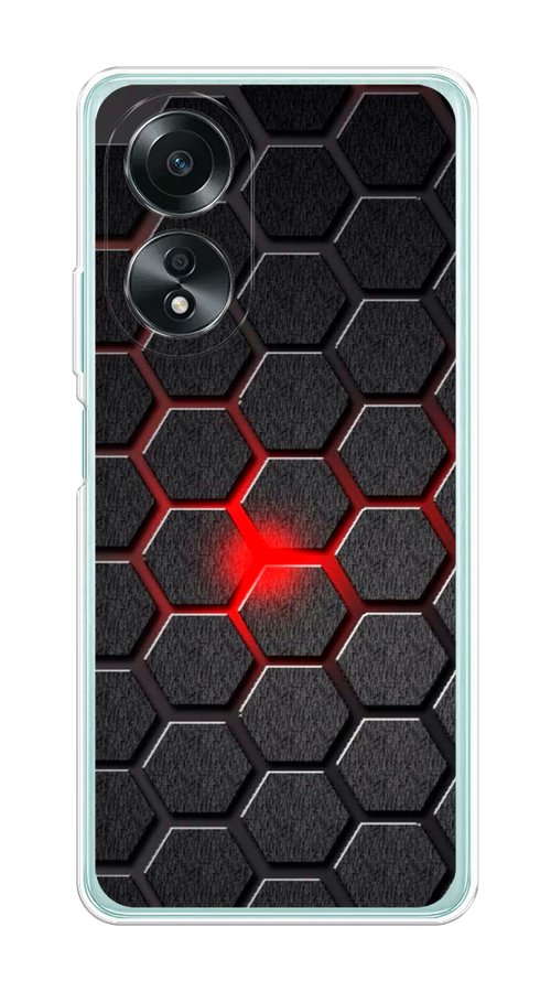 

Чехол на Oppo A58 4G "Соты красные", Красный;черный;серый, 2514950-1