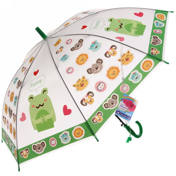 Зонт детский Ultramarine Happy 371-036 4 зелёный полуавтомат Д-86см