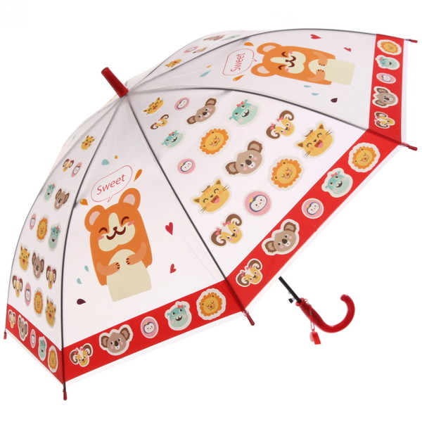 Зонт детский Ultramarine Happy 371-036 2 красный полуавтомат Д-86см