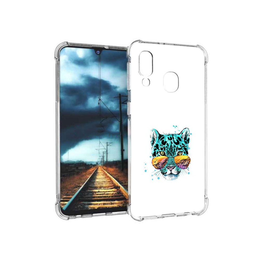 

Чехол MyPads Tocco для Samsung Galaxy A40 голубой лео (PT128655.504.294), Прозрачный, Tocco