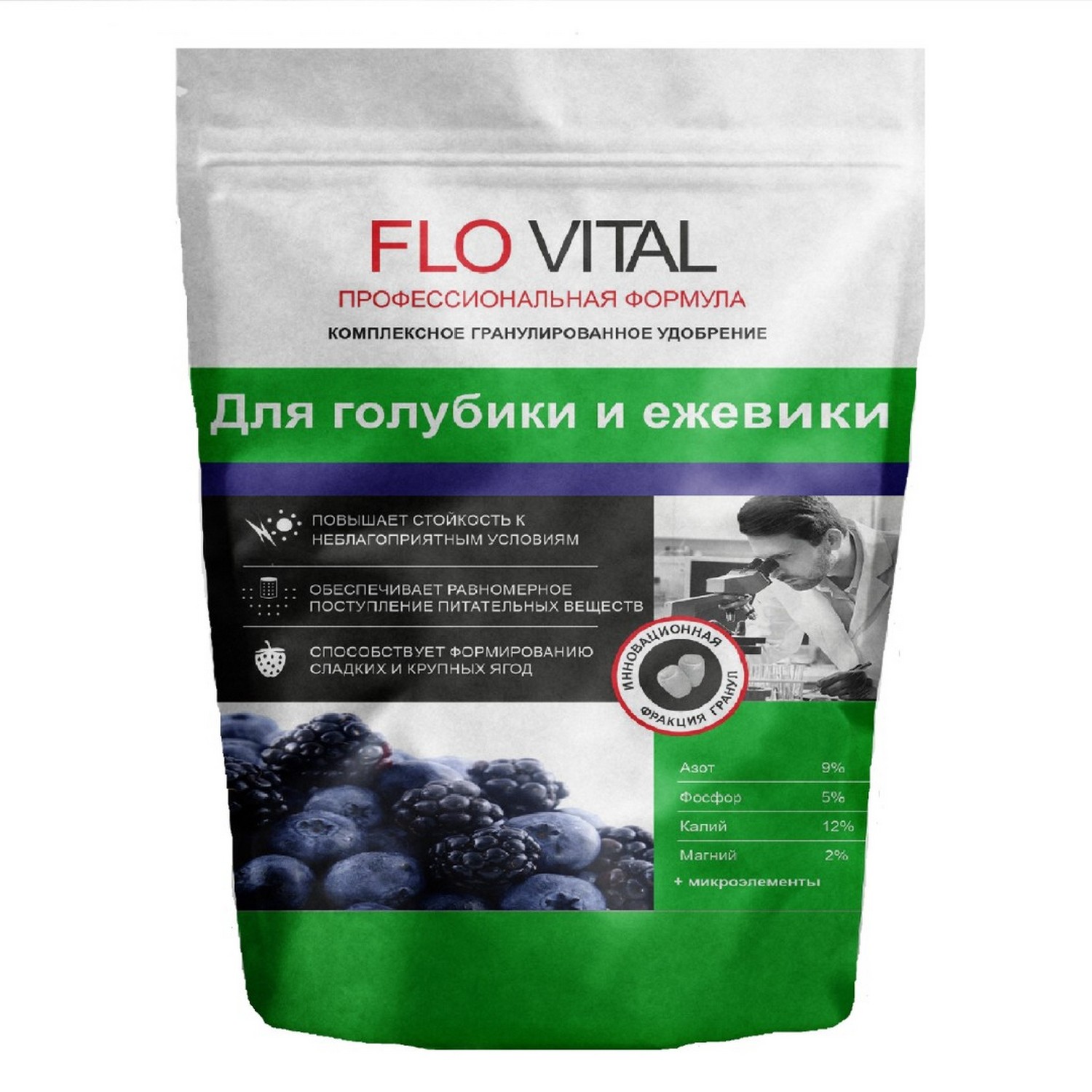 

Комплексное удобрение FLOVITAL Для голубики и ежевики 9-5-12, 1кг