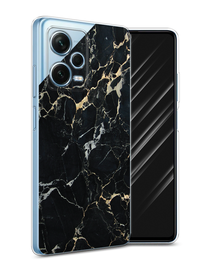 

Чехол Awog для Xiaomi Redmi Note 12 Pro Plus "Черный мрамор уголок", Черный;золотистый, 317150-3