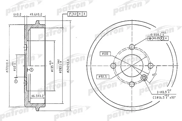 

Барабан тормозной задн VOLVO: 440 K 88-96, 460 L 88-96, 480 E 87-96 PATRON PDR1247