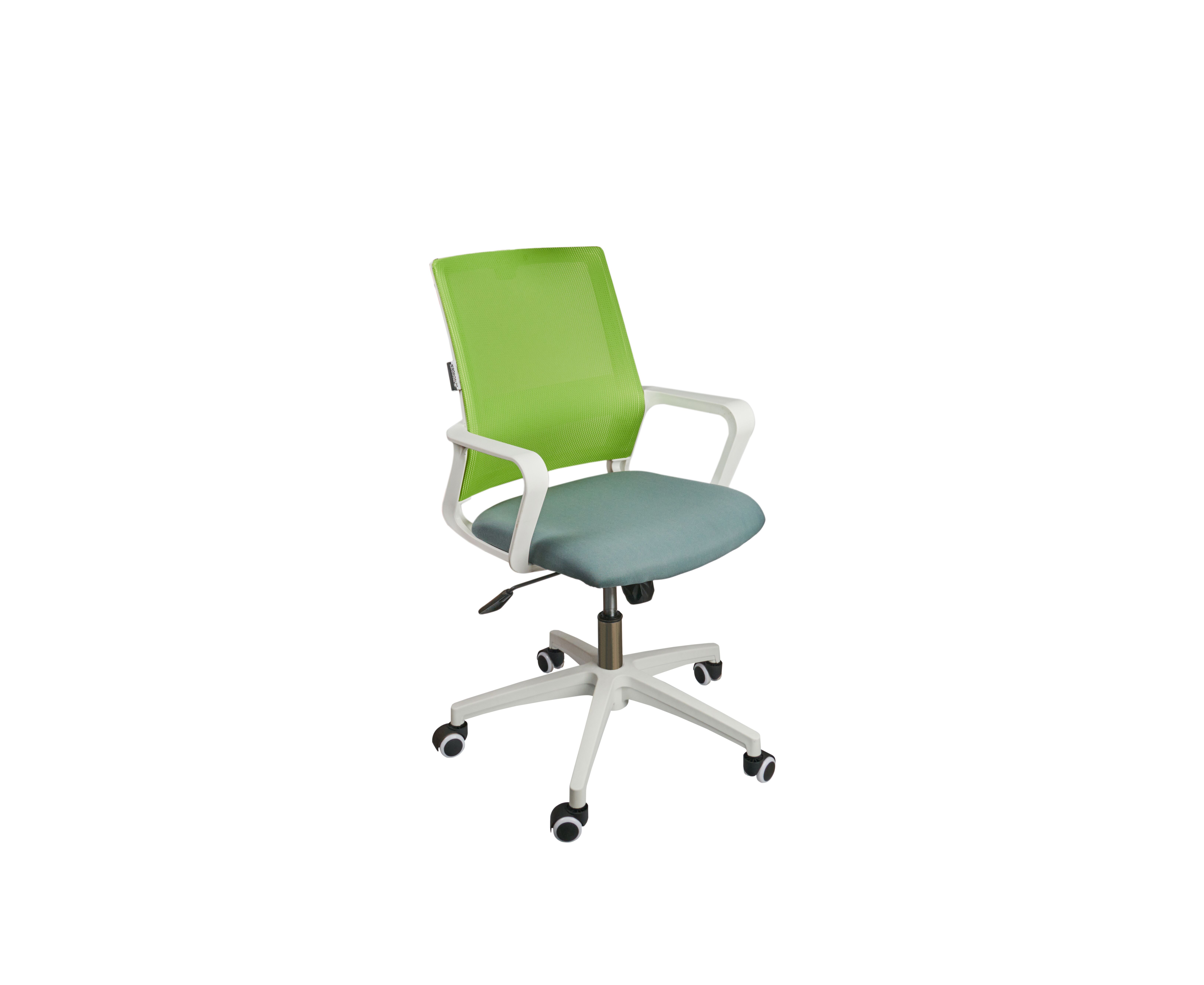 фото Кресло офисное norden бит lb белый пластик / зеленая сетка / темно серая ткань