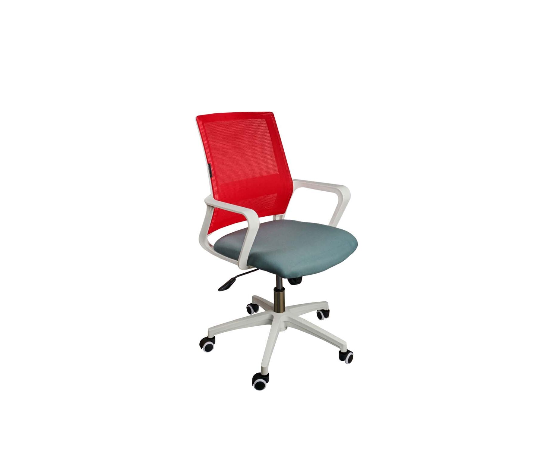 фото Кресло офисное norden бит lb белый пластик / красная сетка / темно серая ткань