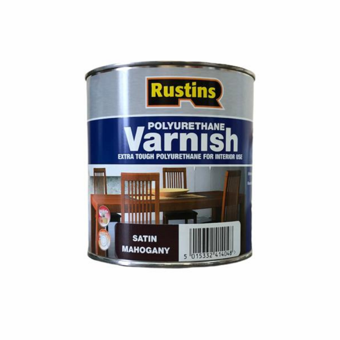 фото Полиуретановый лак махагон rustins / poly varnish satin mahogany (полуматовый) 1л