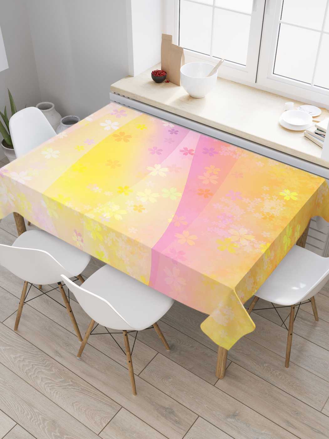 

Скатерть прямоугольная JoyArty "Радужные холмы" из оксфорда, 180x145 см, Желтый, Радужные холмы