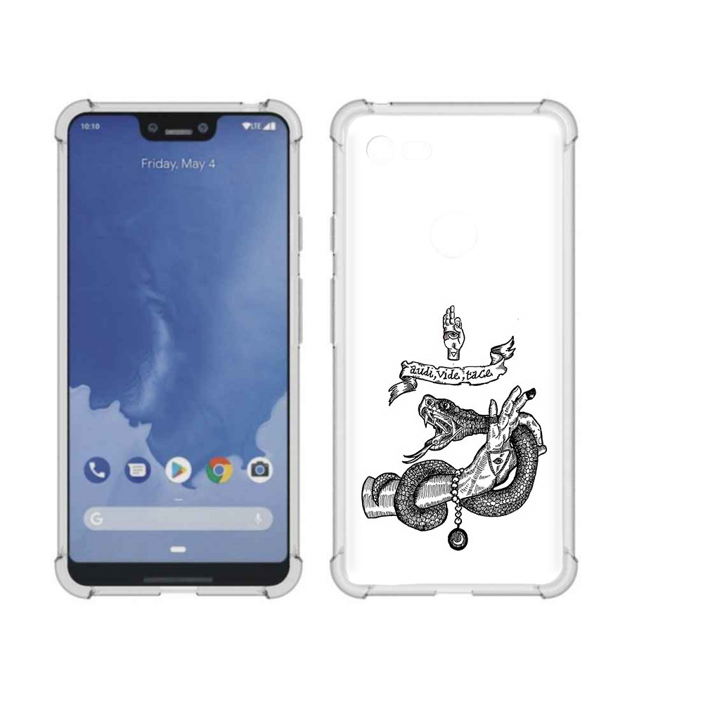 

Чехол MyPads Tocco для Google Pixel 3 XL змея на руке рисунок, Прозрачный, Tocco