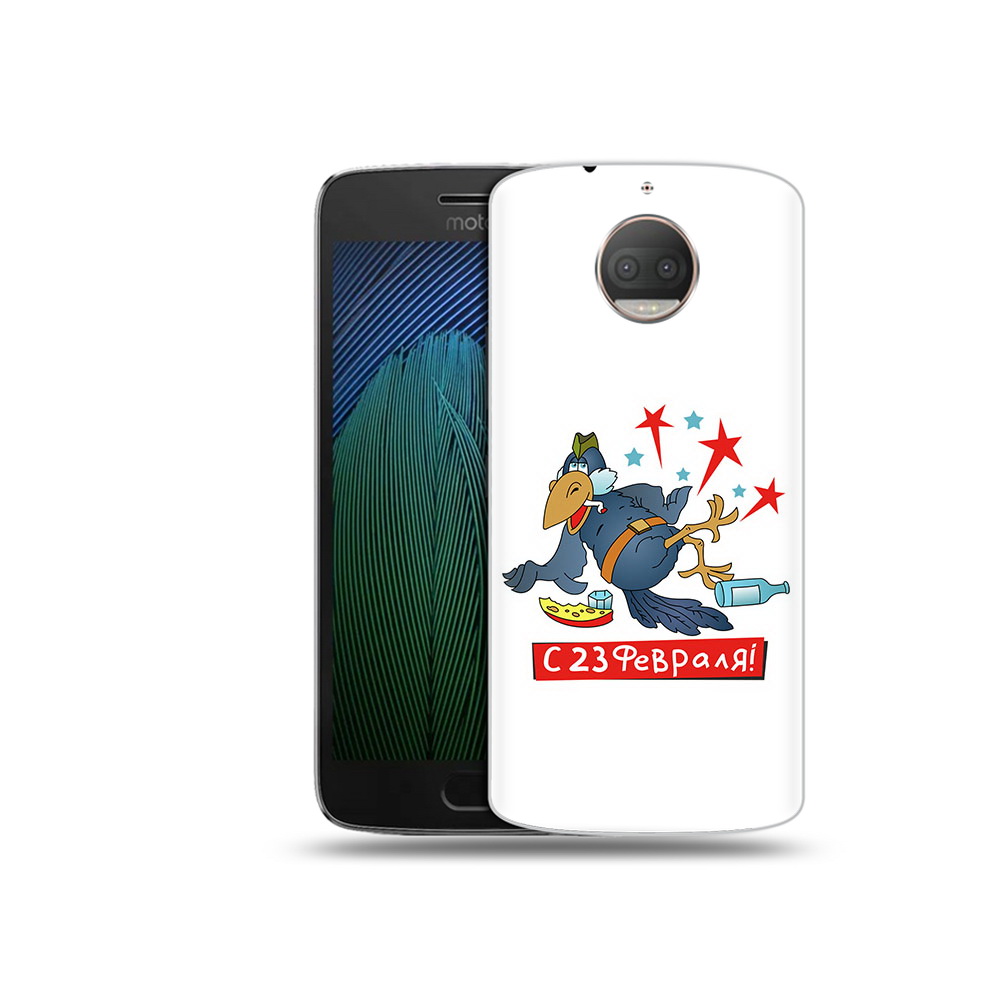 

Чехол MyPads Tocco для Motorola Moto G5S Plus 23 февраля веселая птица (PT75337.377.9), Прозрачный, Tocco