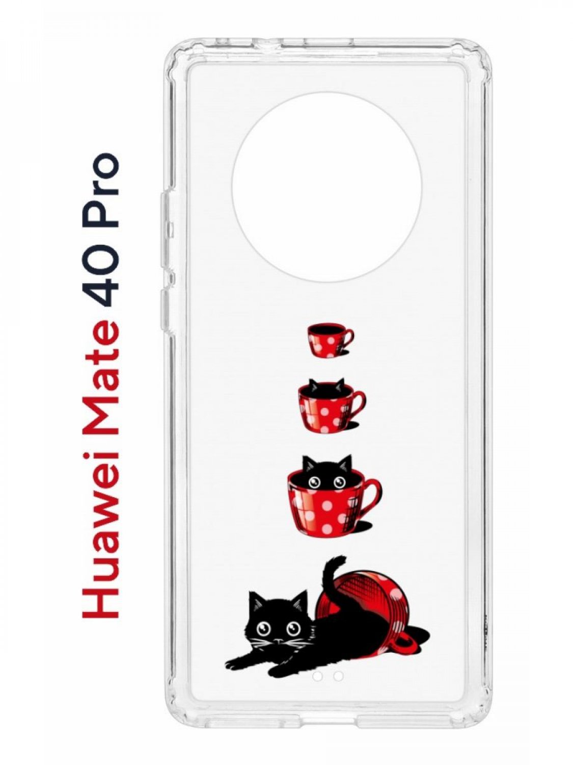Чехол на Huawei Mate 40 Pro с принтом Kruche Print Котенок в чашке, противоударный бампер