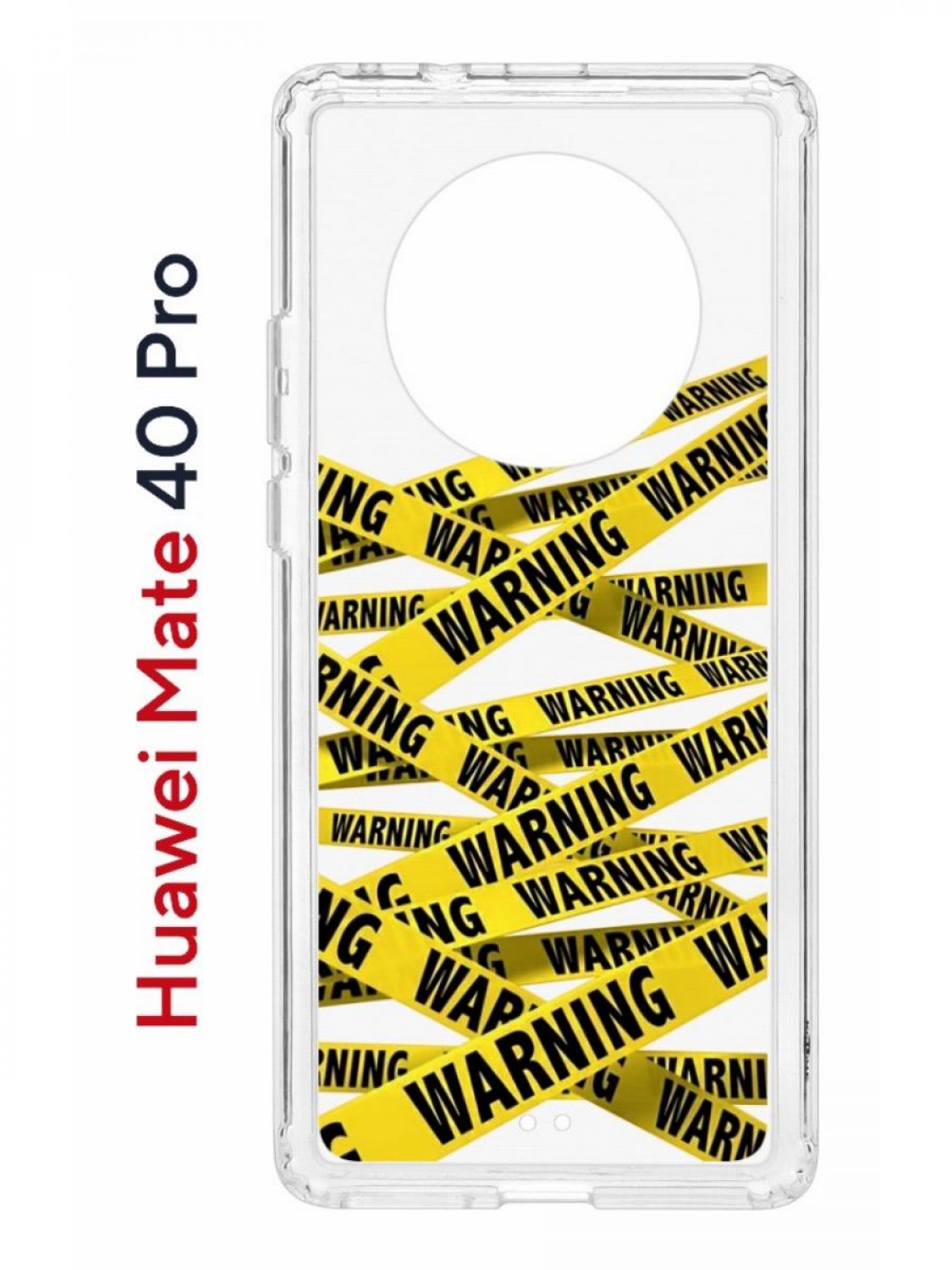 фото Чехол на huawei mate 40 pro с принтом kruche print warning, противоударный бампер кruче