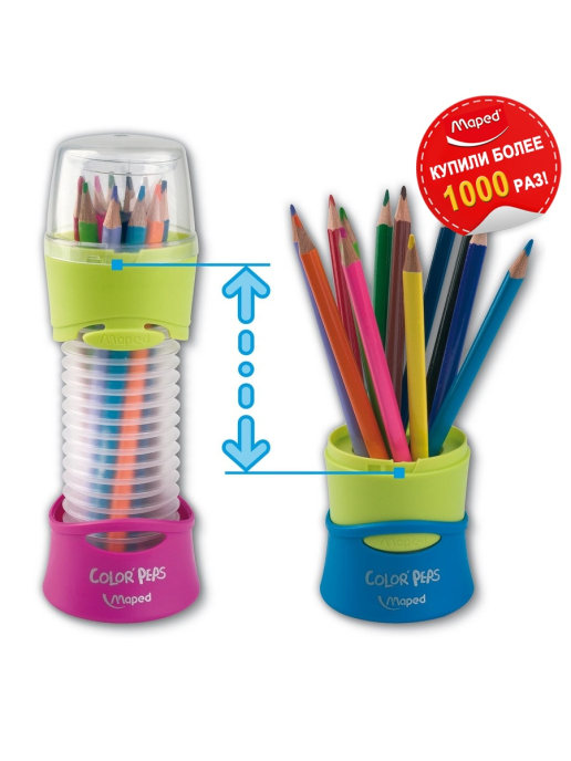 Цветные карандаши ударопрочные в пластиковом пенале MAPED Color Peps, 12 цветов