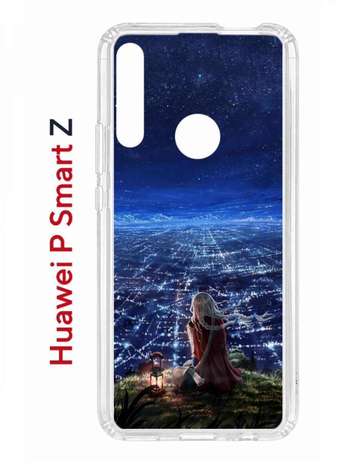 фото Чехол на huawei p smart z с принтом kruche print ночные огни, противоударный бампер кruче