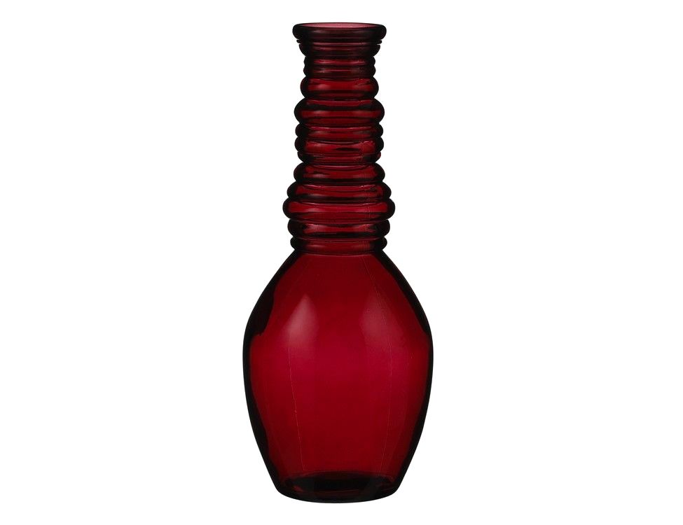 фото Стеклянная ваза гранада, прозрачная, бордовая, 30х12 см, edelman
