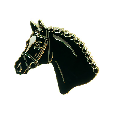 фото Значок happyross "голова лошади в уздечке", чёрный, 26х26мм,(германия)