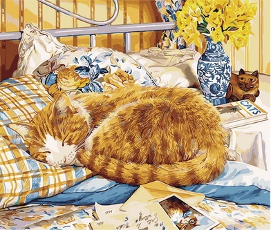 

Картина по номерам на холсте с подрамником Paintboy Уютный сон (спящий кот) 40x50 GX34054, Уютный сон (спящий кот)