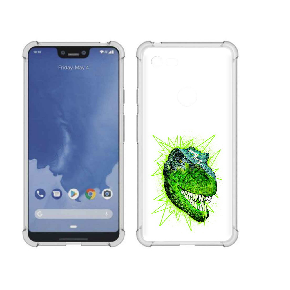 

Чехол MyPads Tocco для Google Pixel 3 XL зеленый динозавр, Прозрачный, Tocco