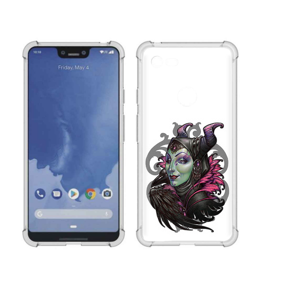 

Чехол MyPads Tocco для Google Pixel 3 XL зеленая девушка с вороном, Прозрачный, Tocco