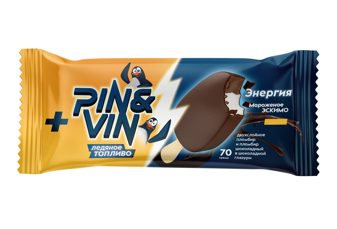 

Мороженое пломбир сливочное эскимо Pin&Vin Энергия 12% 70 г