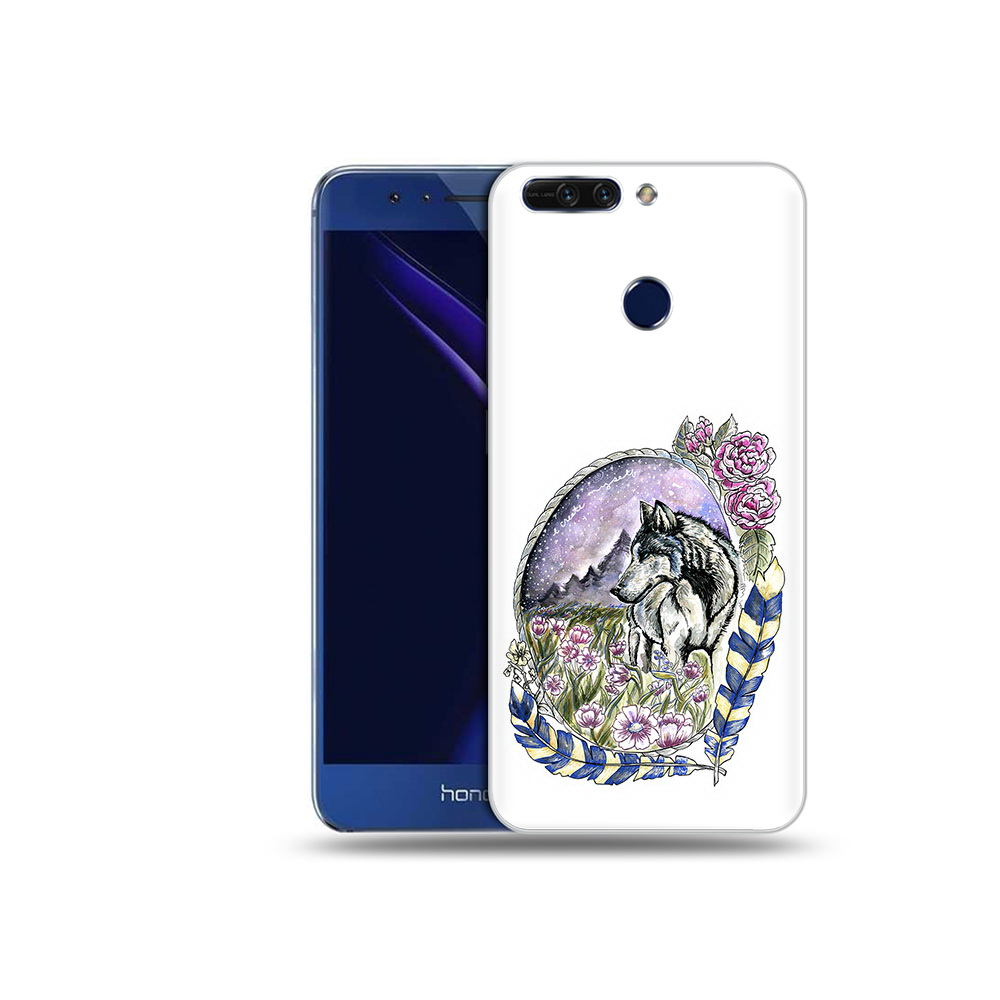 

Чехол MyPads Tocco для Honor 8 Pro нарисованный волк в цветах с перьями (PT66177.42.509), Tocco