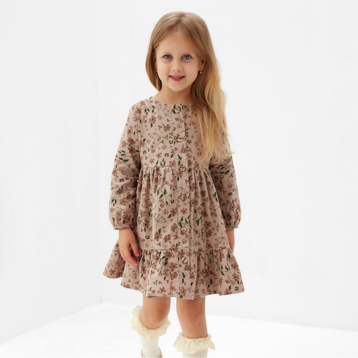 

Платье детское MINAKU Cotton collection, бежевый в цветочек, 98, Cotton collection