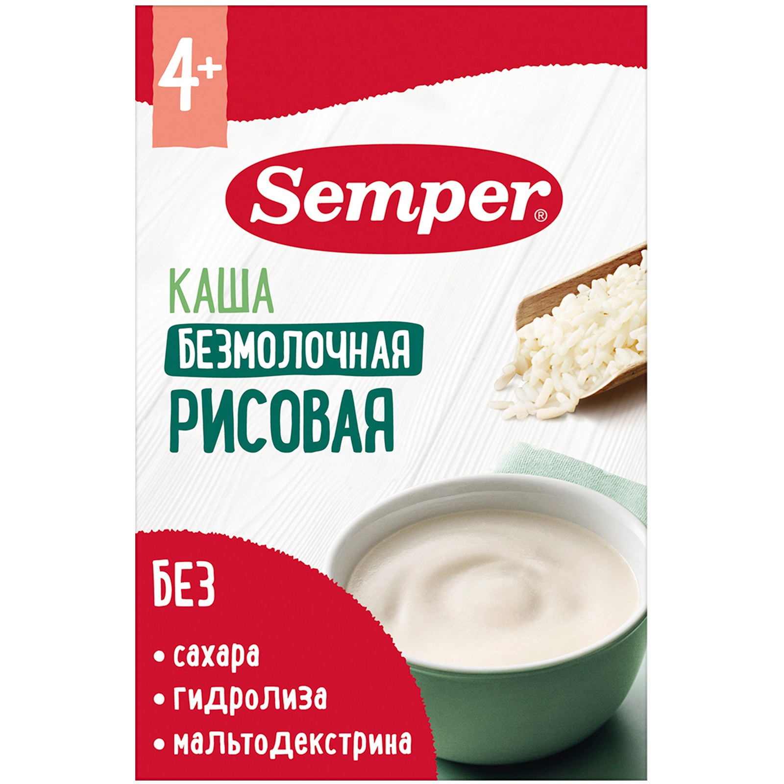 Каша Semper безмолочная рисовая с 4 месяцев 180 г 613₽