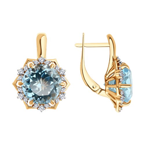 

Серьги из красного золота Diamant 51-320-02159-1, топаз/фианит, 51-320-02159-1