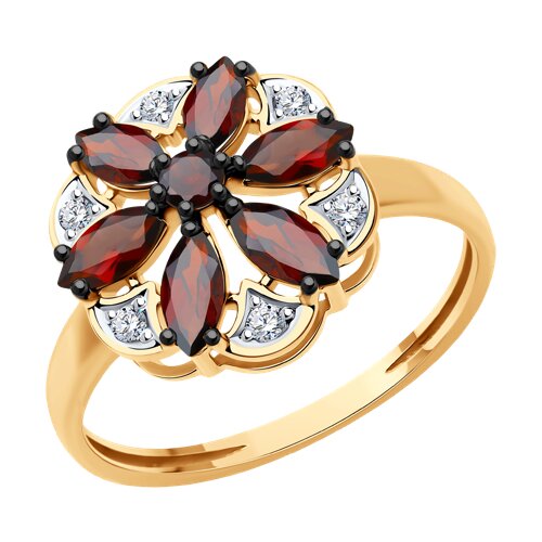 

Кольцо из золота р. , Diamant 51-310-02343-4, гранат\фианит, 51-310-02343-4