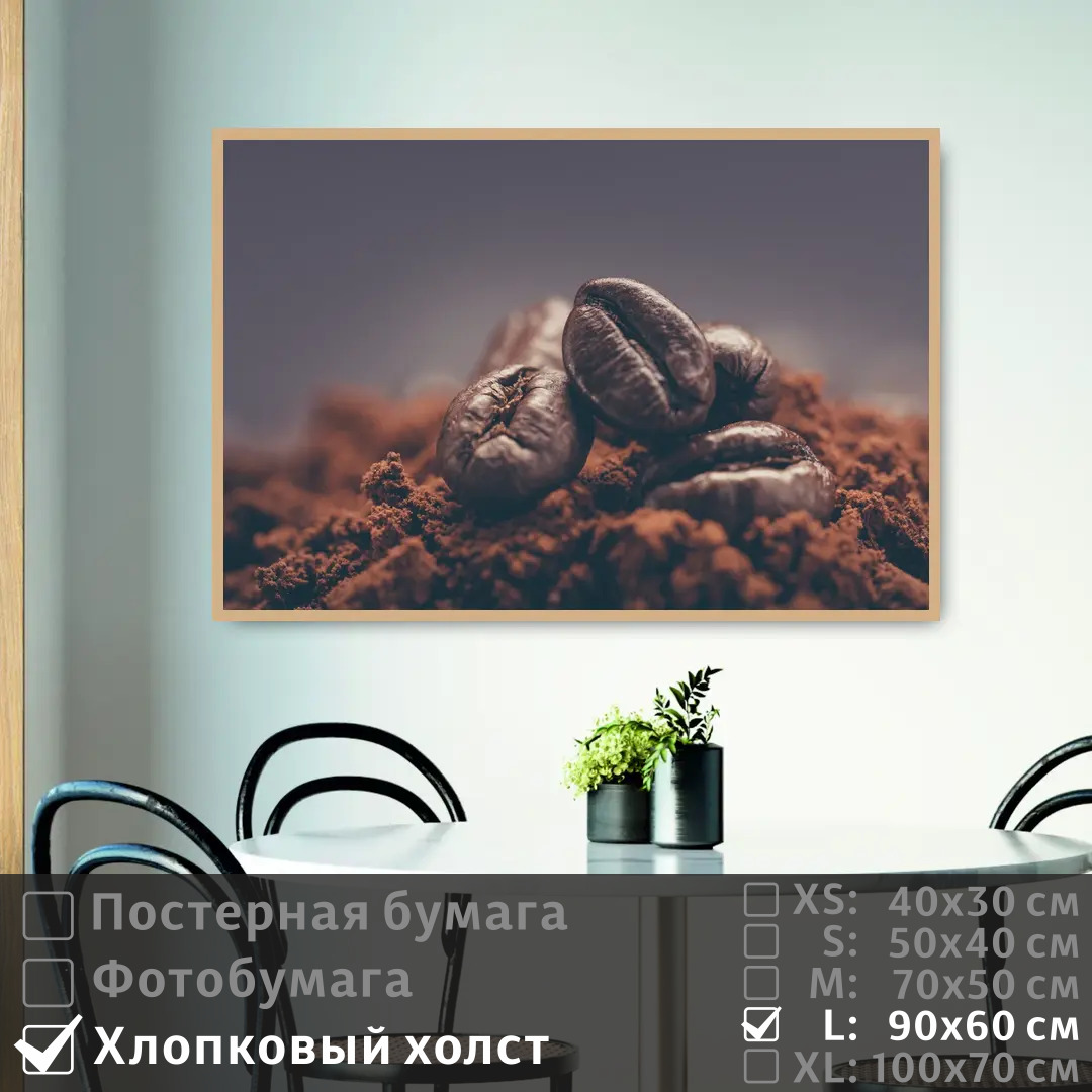 

Постер на холсте ПолиЦентр Зерна ароматного кофе 90х60 см, ЗернаАроматногоКофе
