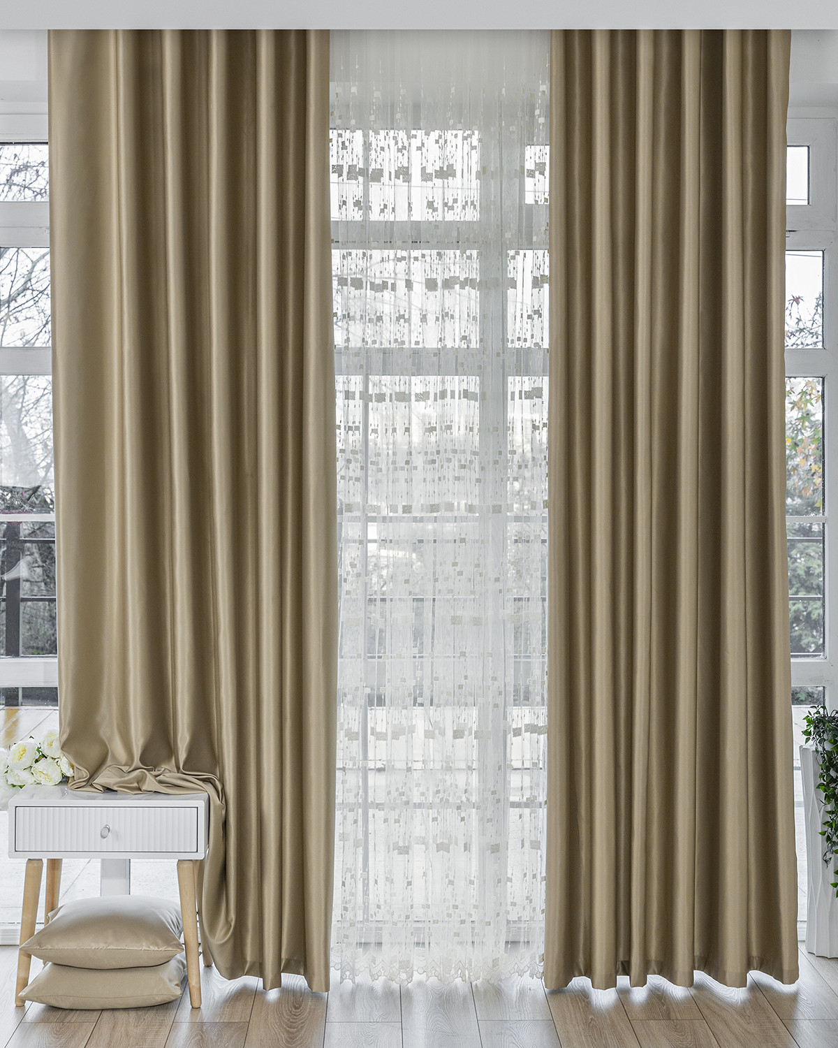 

Штора Evrika Home Адора сатен 150x270 английское золото, Адора