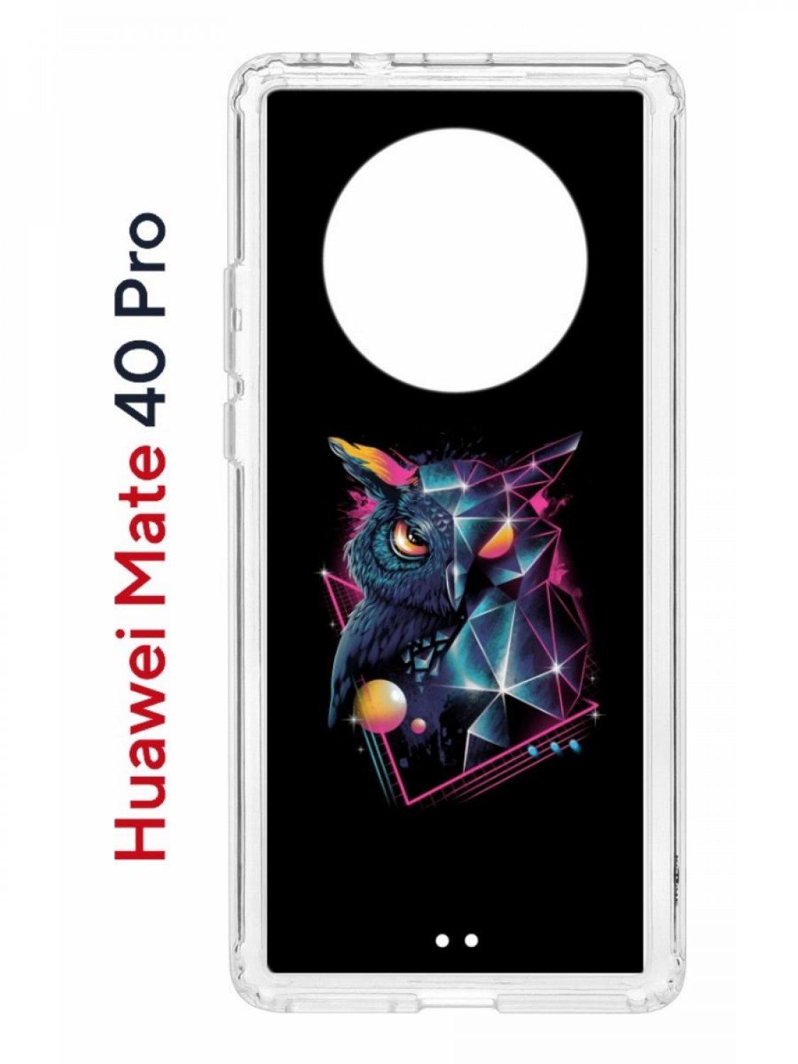 фото Чехол на huawei mate 40 pro с принтом kruche print retro owl, противоударный бампер кruче