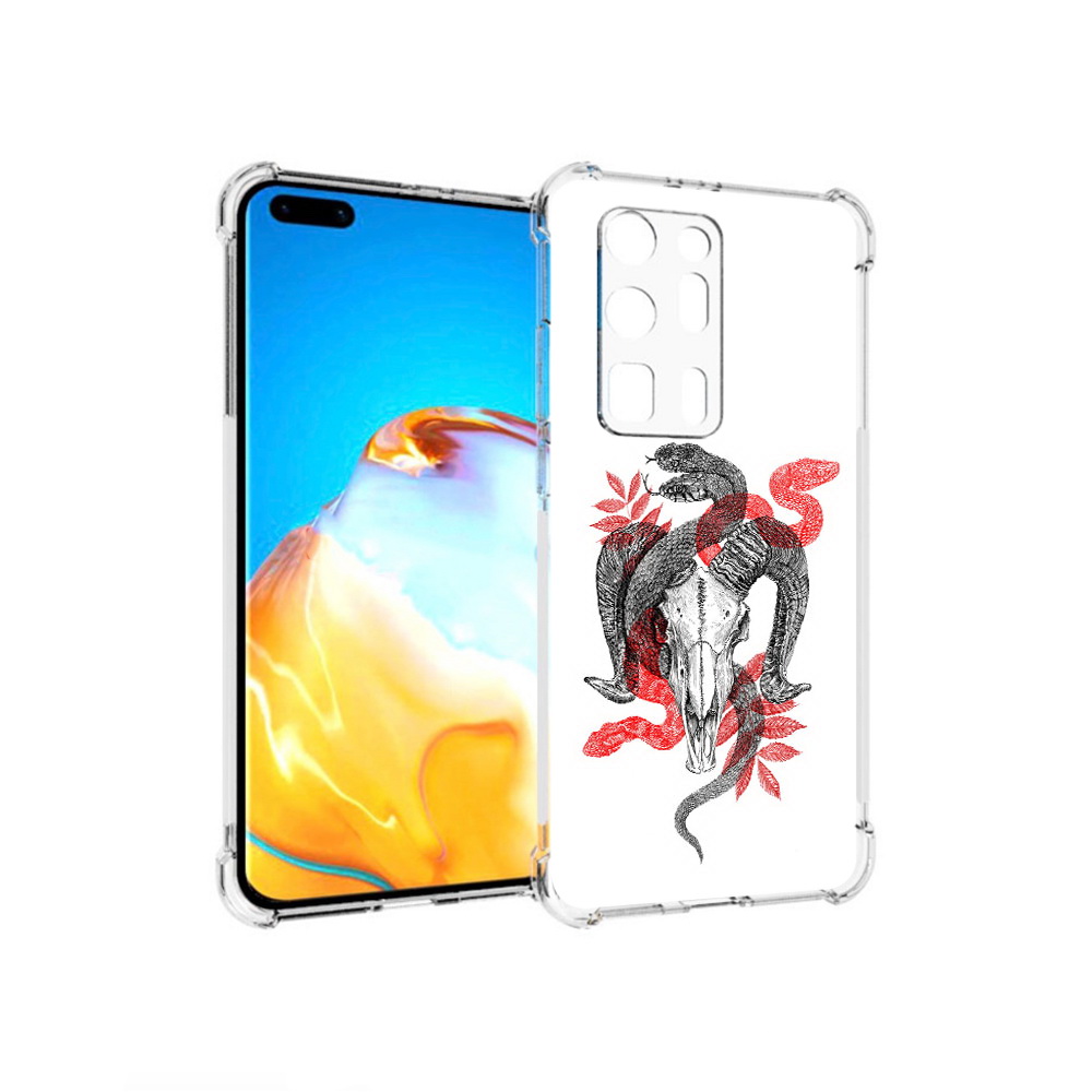 

Чехол MyPads Tocco для Huawei P40 Pro+ змея в черепе рисунок, Прозрачный, Tocco