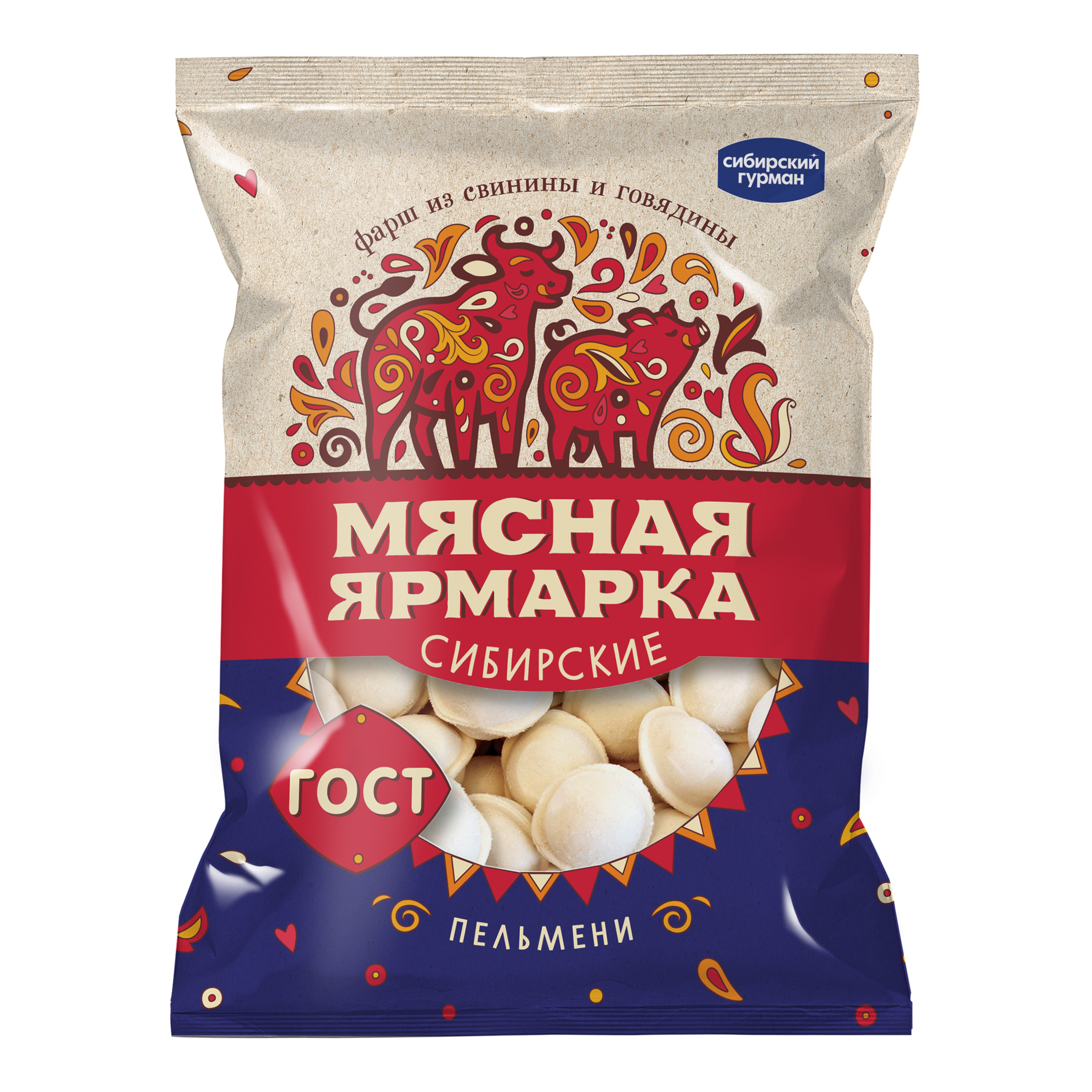 

Пельмени Сибирский гурман Мясная ярмарка сибирские, ГОСТ, 700 г