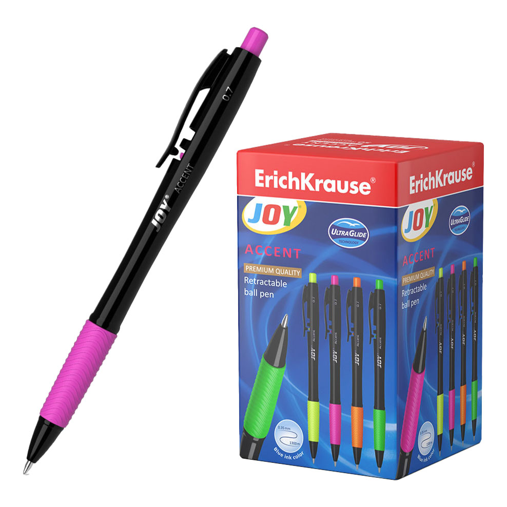 

Ручка шариковая ErichKrause JOY Accent Ultra Glide Technology цвет чернил синий