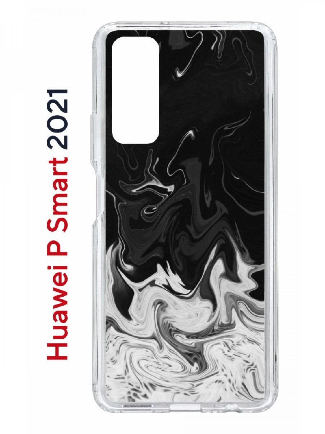 

Чехол на Huawei P Smart 2021 с принтом Kruche Print Разводы краски, противоударный бампер, Прозрачный;черный;белый;серый, Хуавей П Смарт