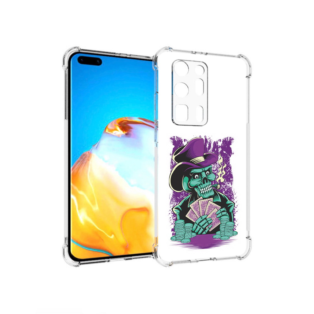 

Чехол MyPads Tocco для Huawei P40 Pro+ зеленый череп с картами, Прозрачный, Tocco