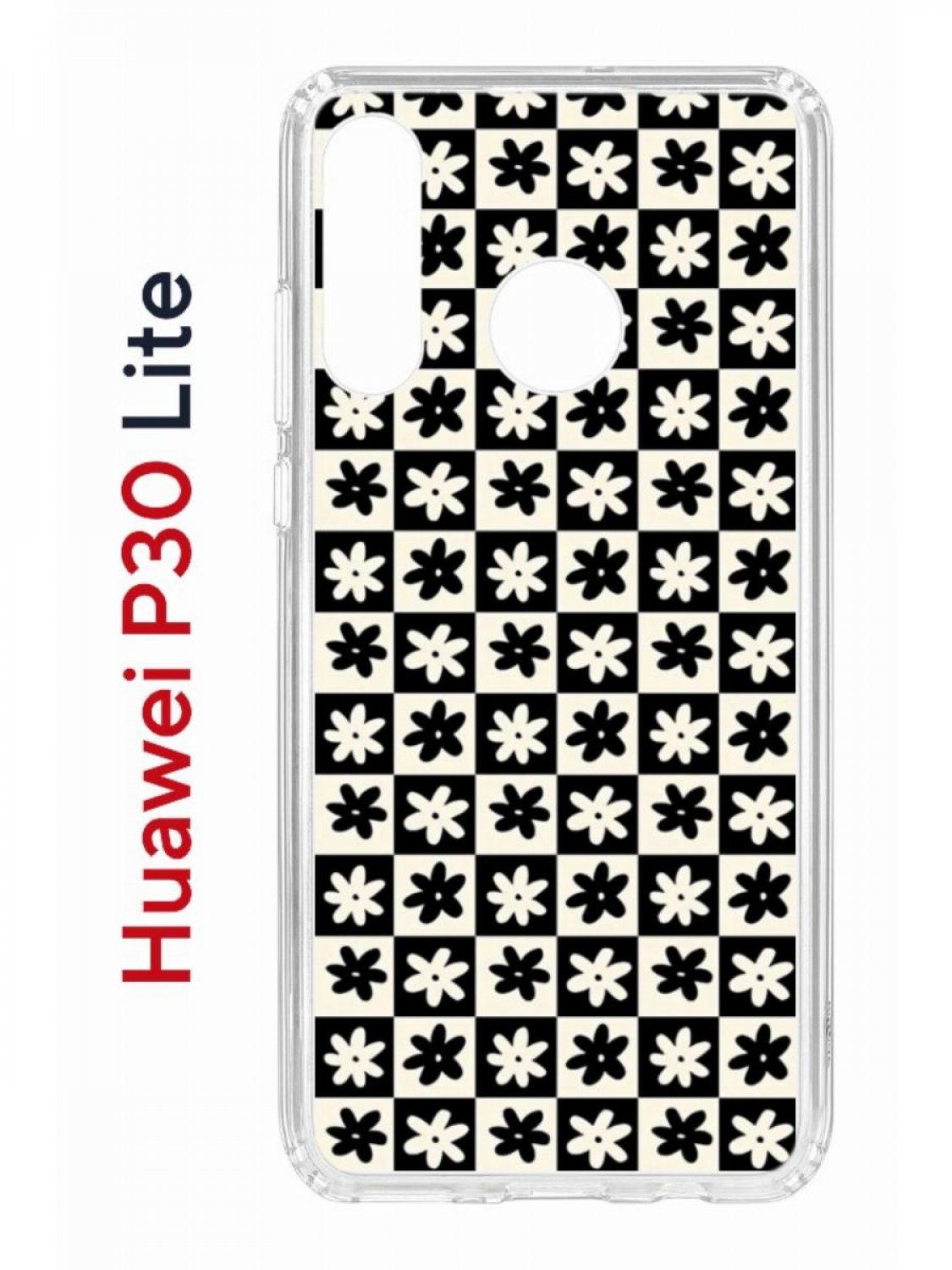 Чехол на Huawei P30 Lite с принтом Kruche Print Шахматы-цветы, противоударный бампер