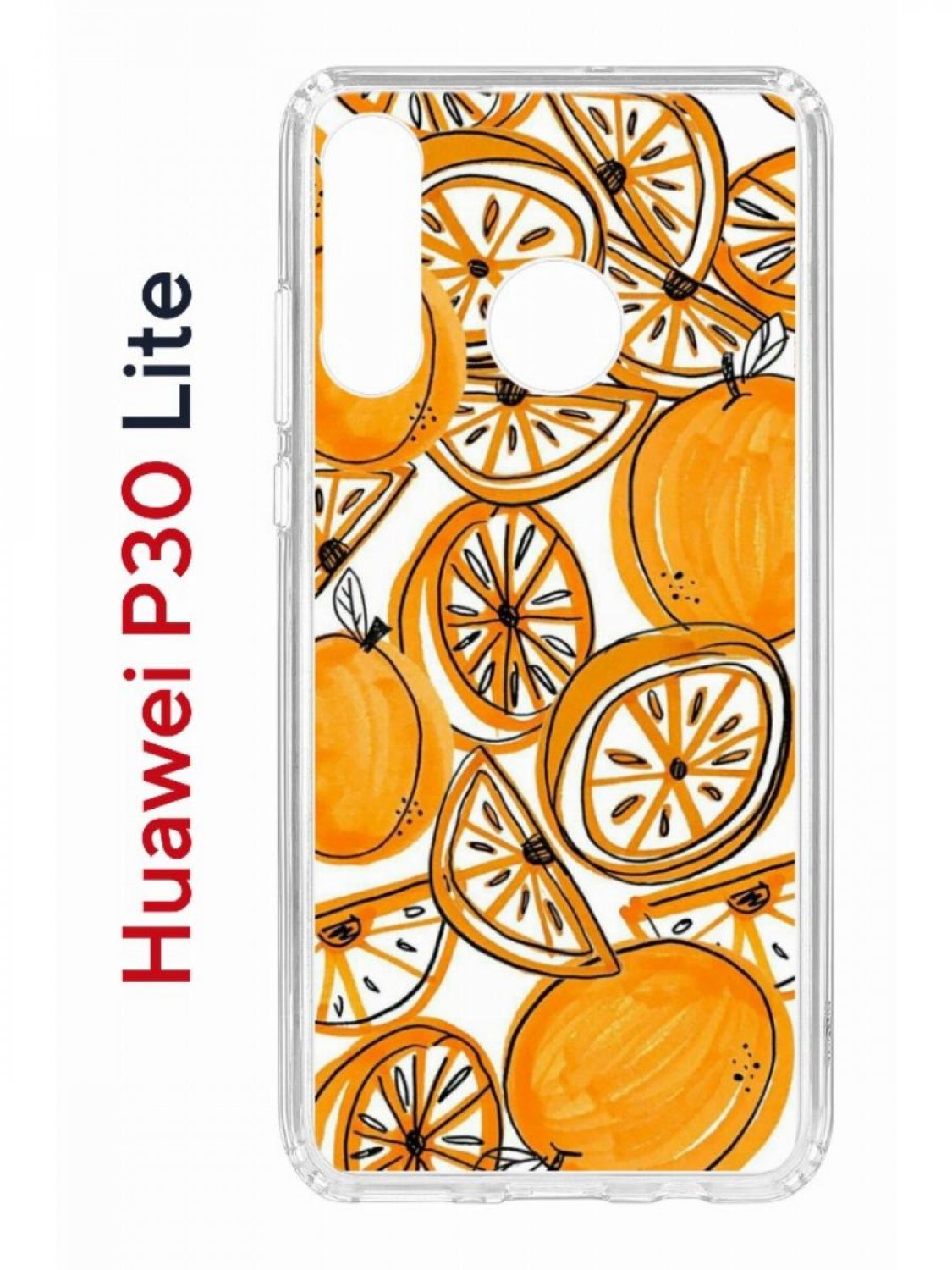 Чехол на Huawei P30 Lite с принтом Kruche Print Апельсины, противоударный бампер