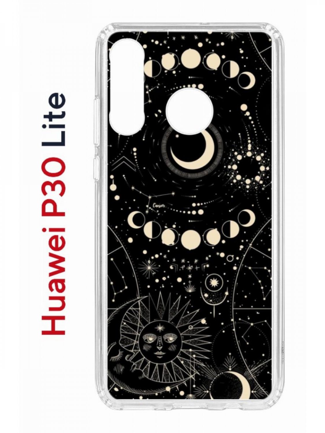 

Чехол на Huawei P30 Lite с принтом Kruche Print Space, противоударный бампер, Прозрачный;черный;бежевый;серый, Хуавей П 30 Лайт,Хонор 20с,Хонор 20 Лайт,Нова 4е