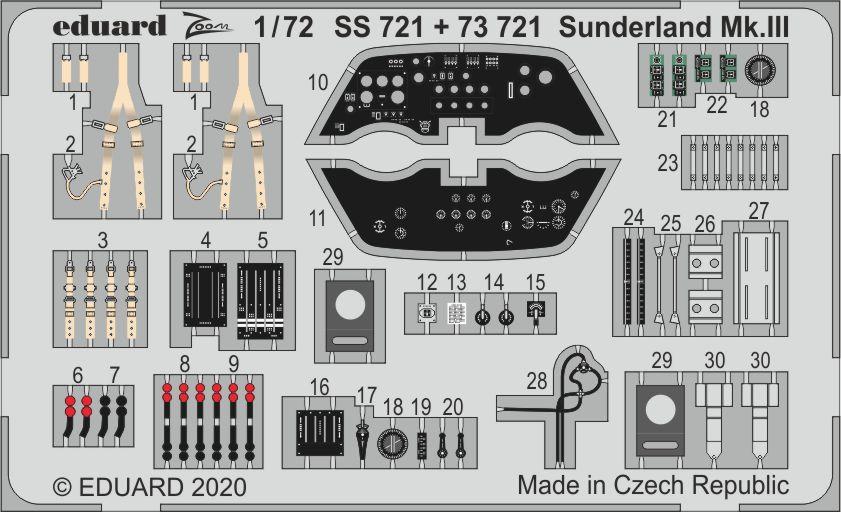 

Фототравление Eduard 73721 Sunderland Mk III интерьер 1/72, Цветной