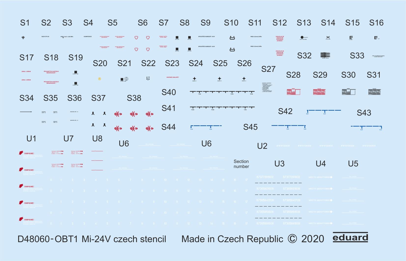 фото Декаль eduard mi-24v stencils czech d48060 1/48