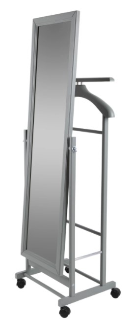фото Вешалка костюмная с зеркалом на колесах в 24н серый мебелик