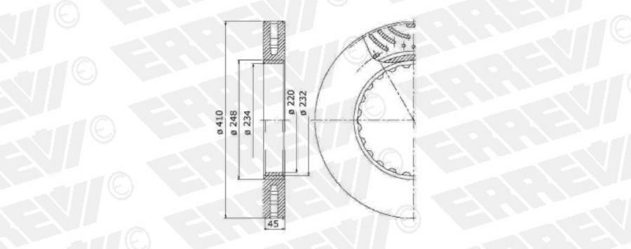 ERREVI ER713732_диск торм 410мм вентилируемый Volvo FH121316 FM101213 1шт 16345₽